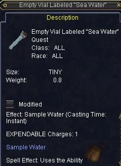 Empty Vial Labeled "Sea Water"